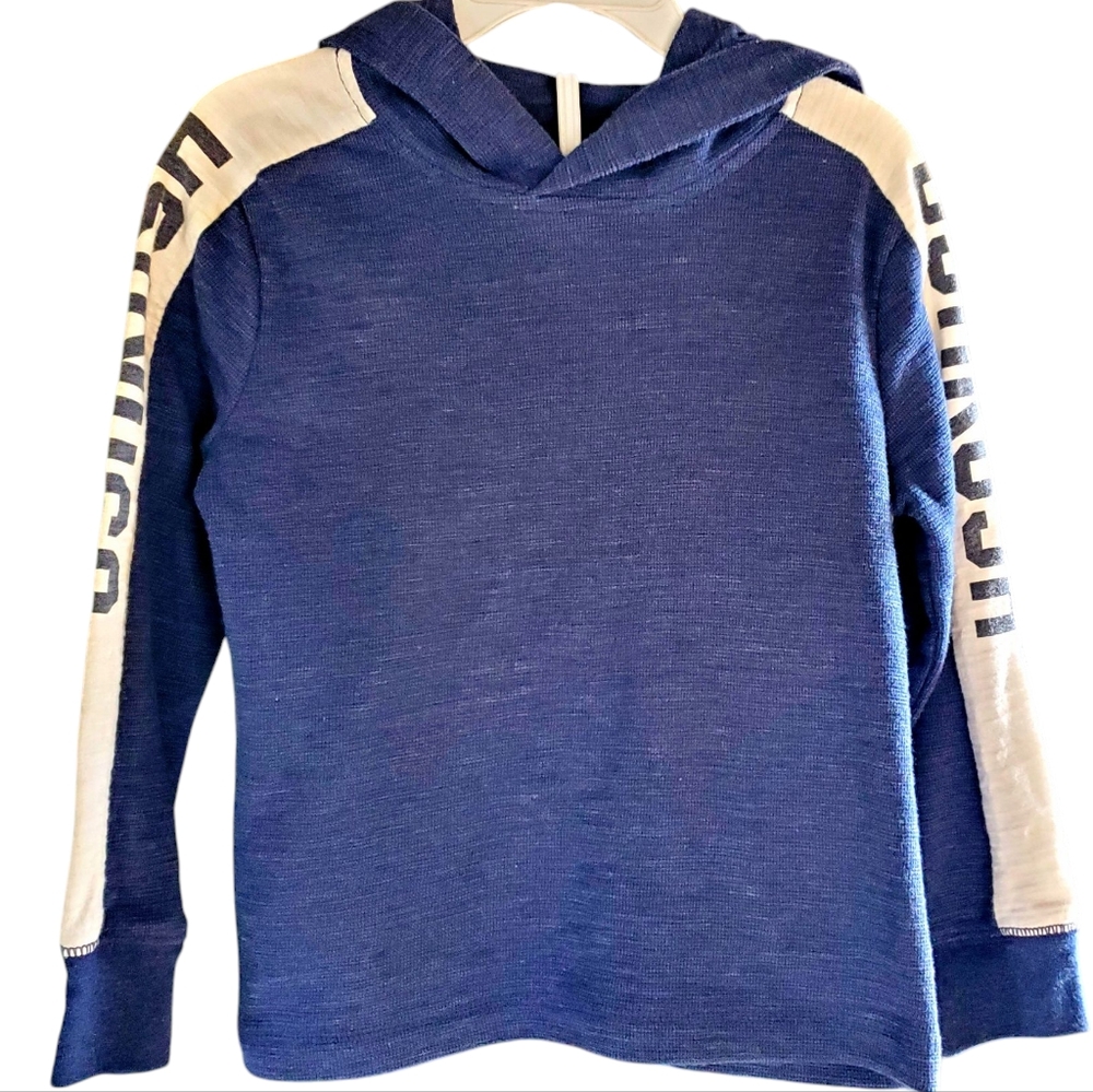 4T Osh Kosh B'Gosh Blue Hoodie with White & Blue Logo Accents On Sleeves - Picture 7 of 7